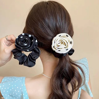 ยางรัดผมกุหลาบ Dot rose flower ยางมัดผม ยางรัดผมแฟชั่น