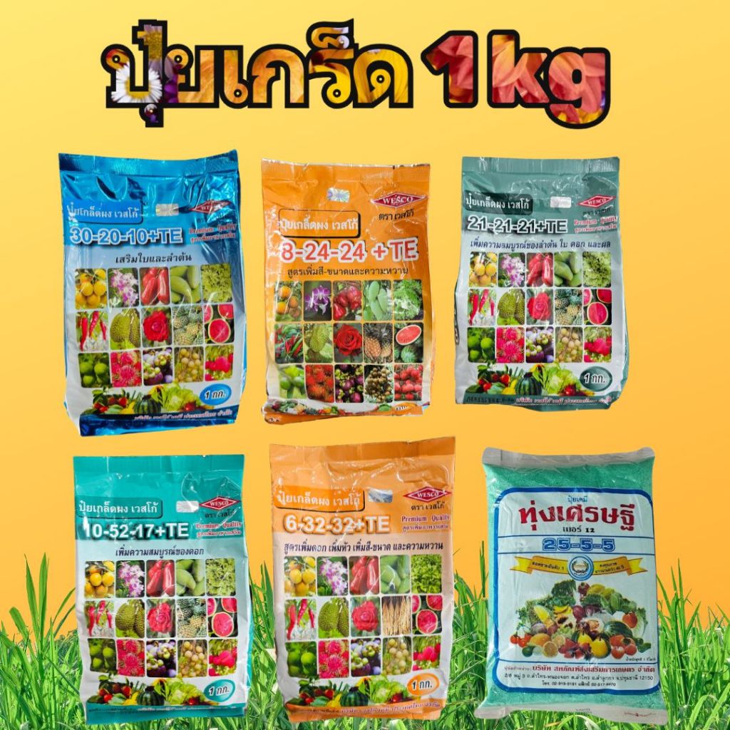 ปุ๋ยเกล็ด เวสโก้ 30-20-10+TE เร่งใบและลำต้น เร่งดอก ฮอร์โมนพืช เสริมการเจริญเติบโต ขนาด 1 กิโลกรัม