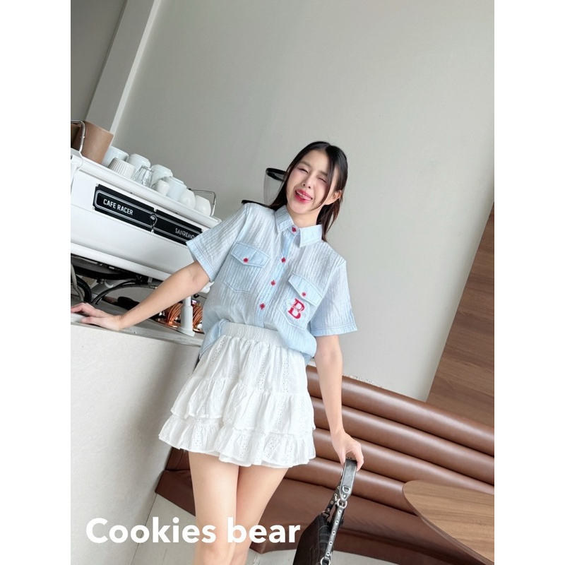 🌟Mamildya.shop🌟 เสื้อเชิ้ตแขนสั้นทรงโอเวอร์ไซส์ งานผ้าเมอร์ซี่อัดริ้ว/I2-3/COOK-ริ้วB - รูปที่ 6