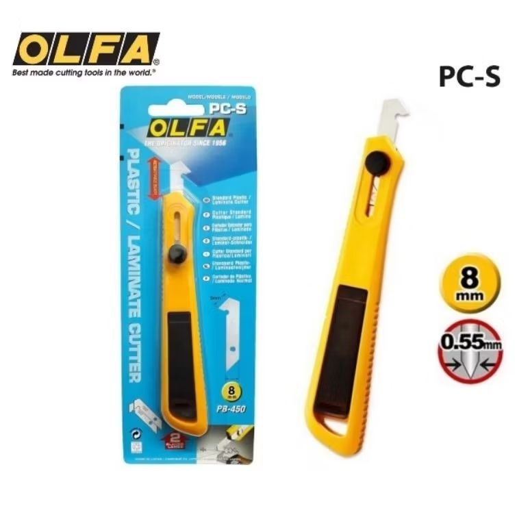 Olfa มีดคัตเตอร์ รุ่น PC-S ใบมีด 8 มม. มุม 45° เหมาะสำหรับตัดแผ่นพลาสติก อะคริลิคและแผ่นลามิเนต