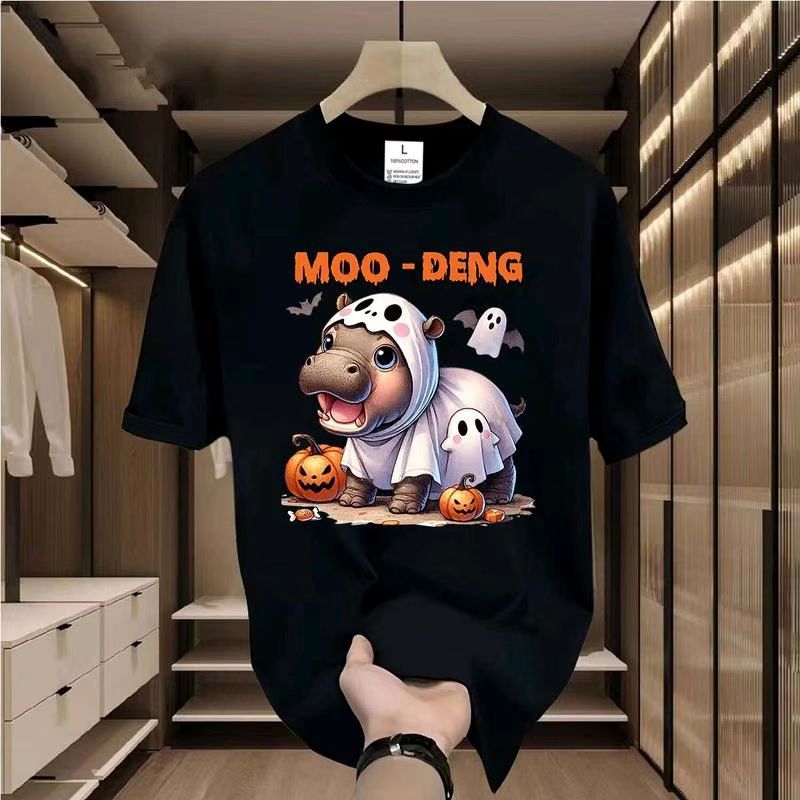เสื้อยืดลายฮิปโปหมูเด้ง น่ารักมากๆ เสื้อแขนสั้นคอลเลคชั่น Moodeng hippo