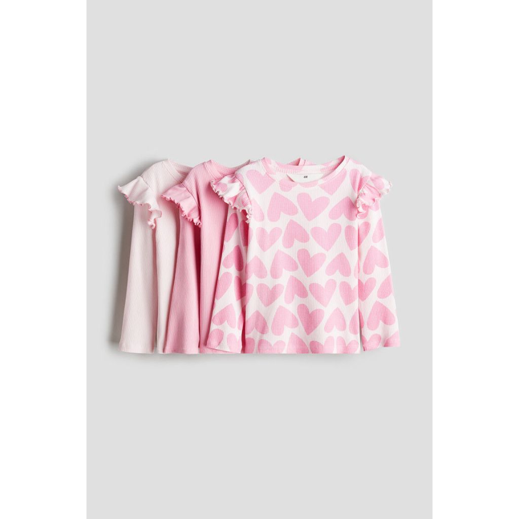 H&M 3-pack frill-trimmed jersey tops 3-pack frill-trimmed jersey tops 1246511_1