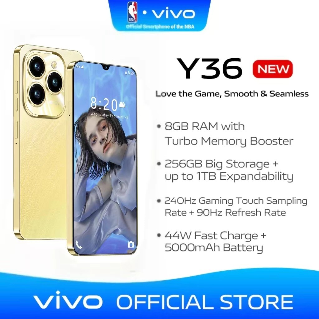 Vivo Y36 6.64 นิ้ว 16GB + 512GB โทรศัพท์มือถือเดิมขาย 2024 5G / Wifi Android11สองซิมการ์ดโทรศัพท์มือ