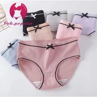 #320 🎀กางเกงในผ้าลื่น🎀 สไตส์นักเรียนเกาหลี เอวเซ็กซี่ ระบายความร้อน แต่งโบว์น่ารัก ส่งของเร็วด้วยทันใจ COK
