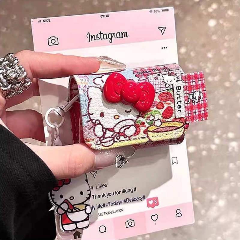 พร้อมส่งในไทย เคส ใช้สำหรับ Airpods 4 3 Hello Kitty แฟชั่น หนัง for Airpods pro 2 for Airpod 1 gen2 2024 soft case