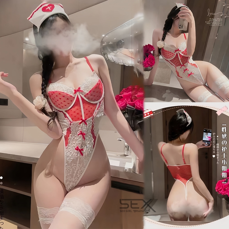 Sexy Girl ชุดชั้นในเซ็กซี่ ชุดพยาบาล บทบาทการเล่นเซ็กซี่ พร้อมหมวกและหูฟังของแพทย์ H9501