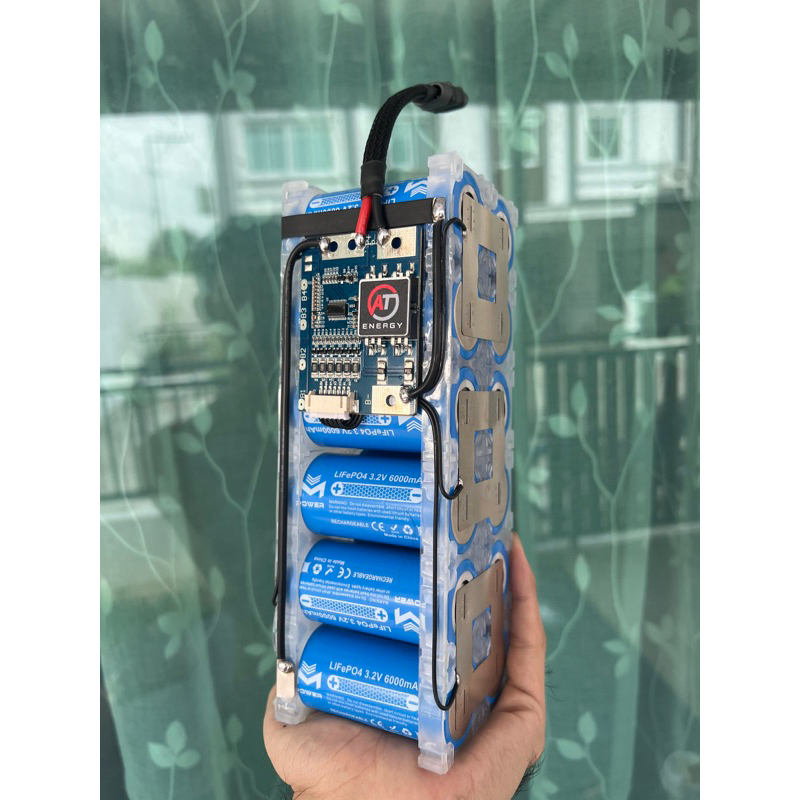 แบตเตอรี่ลิเธียมฟอตเฟต 6S2p ไฟนิ่ง 20.1V 12,000mAh BMS 20A