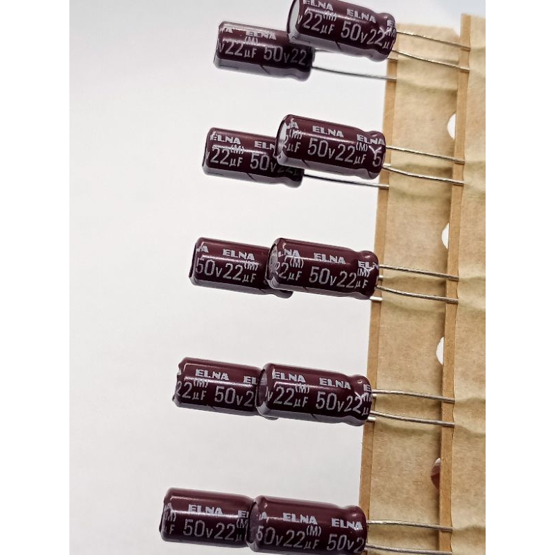 (แพ็ค10ตัว) คาปาซิเตอร์ 22uF 50V. 85c°ขนาด5×11mm. Capasitor 22uF 50V. 85c° พร้อมส่ง