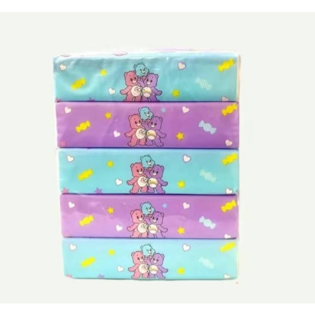 กระดาษทิชชู่เช็ดหน้าลายน้องหมี 10หิ้ว 50 ห่อ แบบพกพา  หนา นุ่ม ปลอดภัย