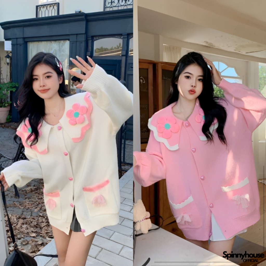SpinnyHouse เสื้อกันหนาวไหมพรม สเวตเตอร์นุ่มนิ่ม ติดโบว์น่ารัก ผ้าไหมพรมยืดเยอะมาก เสื้อสไตล์เกาหลีสุด รุ่น เหลือเชื่อ