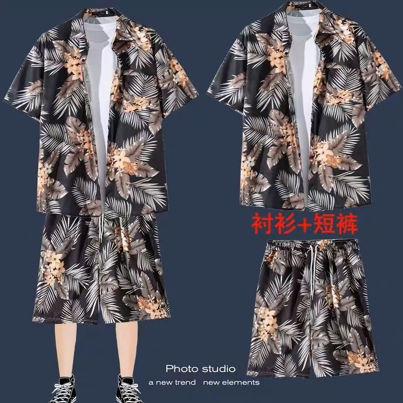 SGH0240 มาใหม่จ้า ชุดเซ็ต 2 ชิ้น เสื้อเชิ้ตแขนสั้น กางเกงขาสั้น พิมพ์ลาย แฟชั่นยอดนิยม สําหรับผู้ชาย