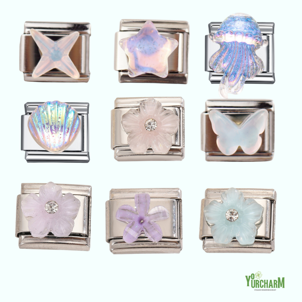 yourcharm italian charm bracelet อิตาเลี่ยนชาร์มราคาต่อ 1 ชิ้น สร้อยข้อมือเลือกลายเอง set:โฮโลเเกรม