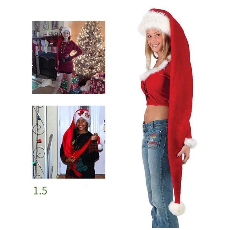 หมวกคริสมาสยาว 95 cm และ 150 cm หมวกซานต้า ซานตาครอส แซนตี้ Christmas Santa Clause Santy Long Hat