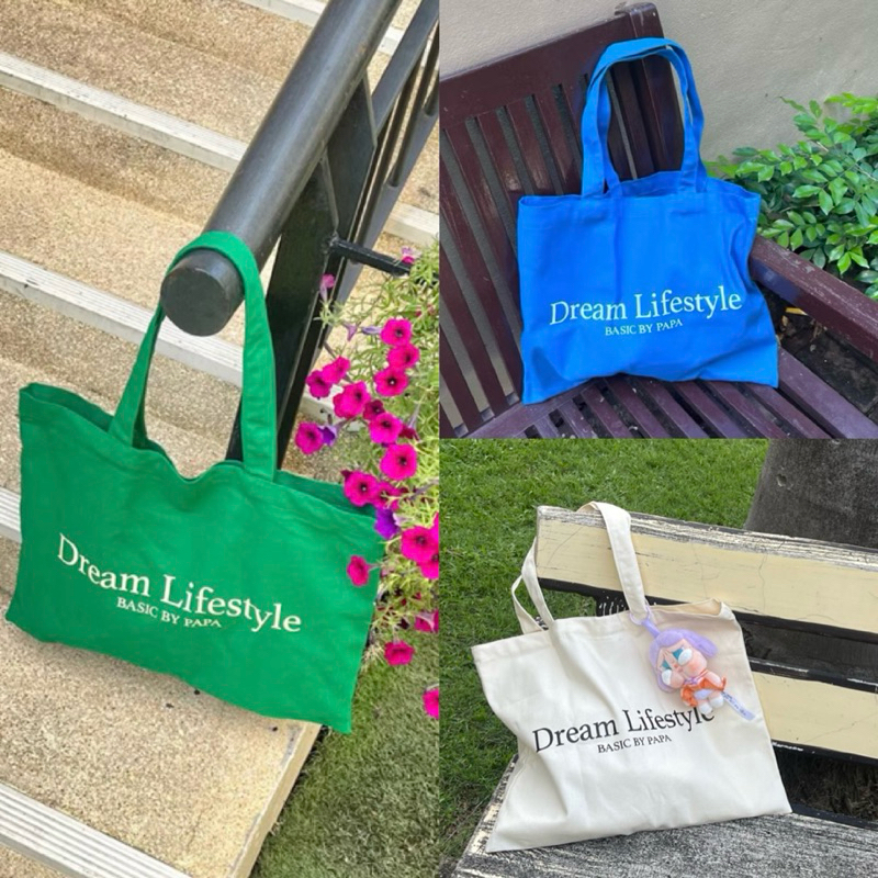 พร้อมส่ง❣️กระเป๋าผ้า Dream Lifestyle สีสดใสสุดๆ