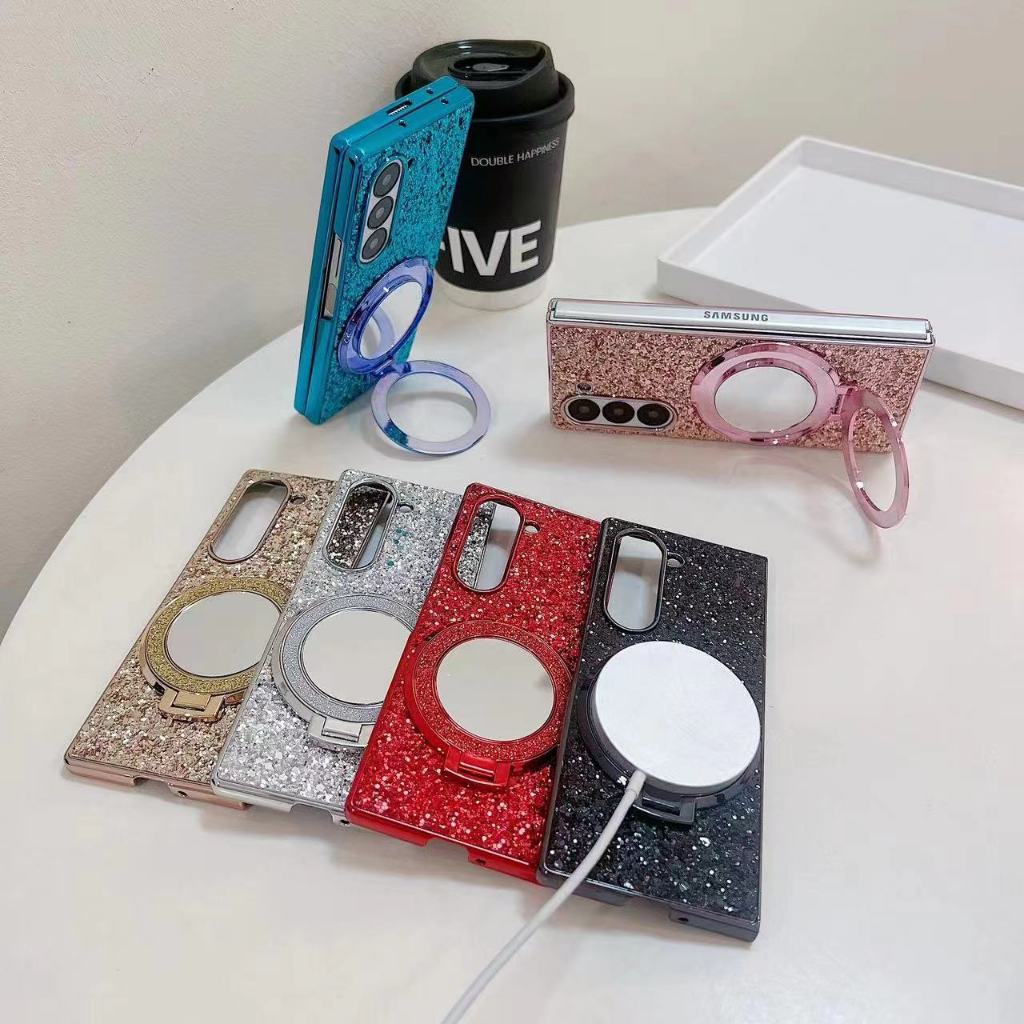 เคส ขาตั้ง กากเพชร สำหรับรุ่น OPPO RENO12F เคสฝาหลังเพชร กันกระแทก ตั้งได้ ผม กระจก