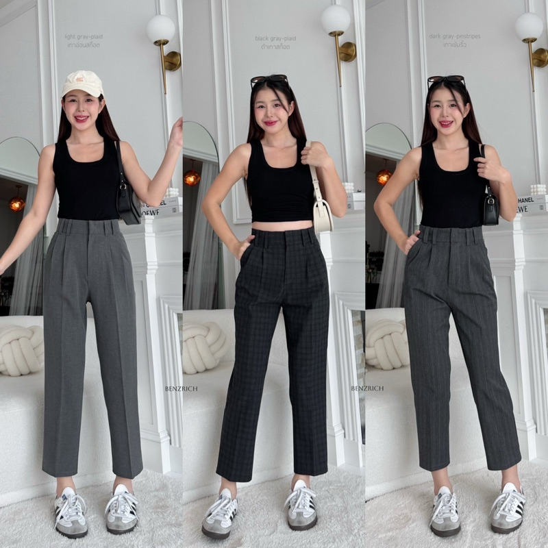 ↬ 𝑵𝒆𝒘 𝒄𝒐𝒍𝒍𝒆𝒄𝒕𝒊𝒐𝒏 ̆̈ กางเกงลายสก็อตทรงบอยผ้าญี่ปุ่นพร้อมส่ง