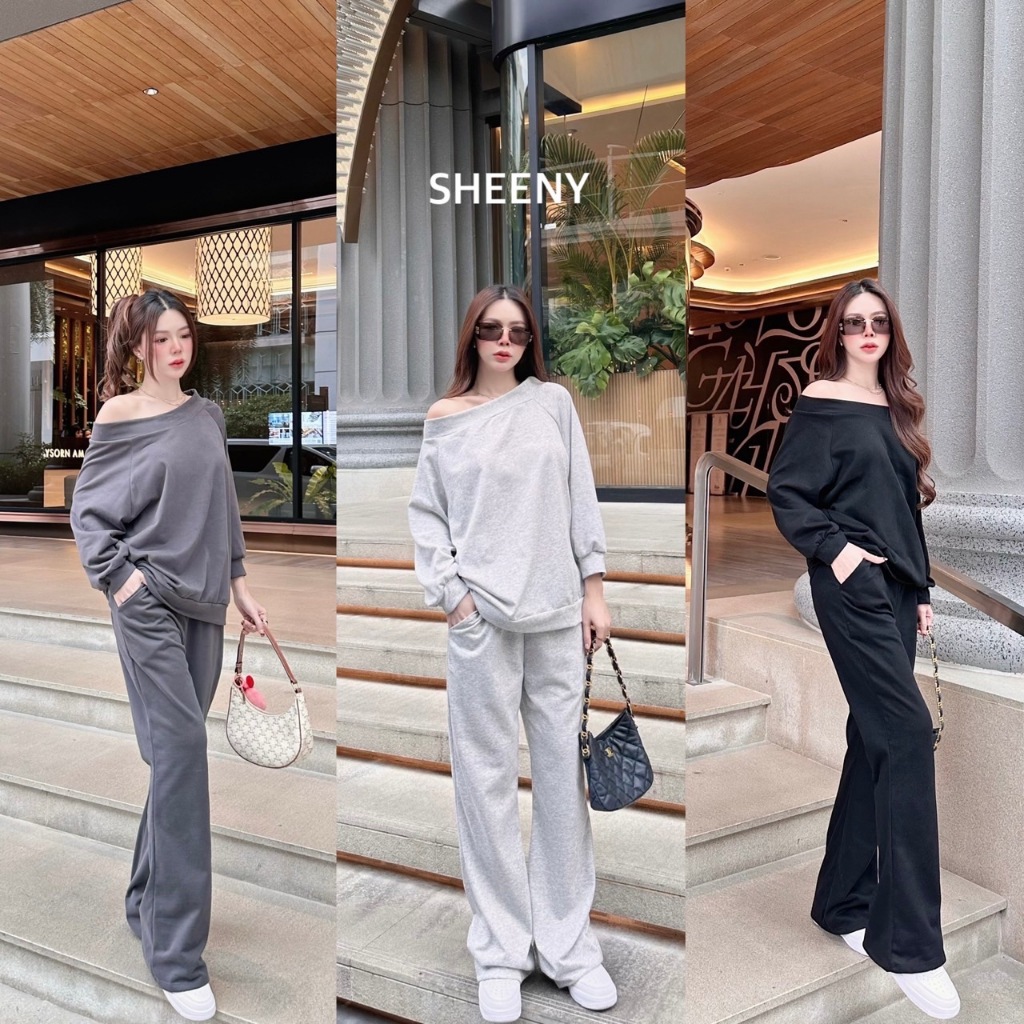 ROCCO  SET: ชุดเซ็ท 2 ชิ้นขายาวแขนยาว ชุดเซ็ทผู้หญิงสาวอวบ ไปภูเขา เหนือ ชุดขึ้นเครื่อง ป้าย Sheeny