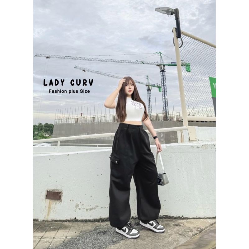(LC) กางเกงขายาวคาโก้รุ่นใหม่ กระเป๋าข้างแต่งกระดุม เอวสูง เนื้อผ้าคัลตอนกึ่งยีนส์ ทรงสวยมากขอบอก ไซส์ใหญ่ ราคา ถูกที่สุด ดีลบีเคเค แกลเลอรีภาพที่ 6