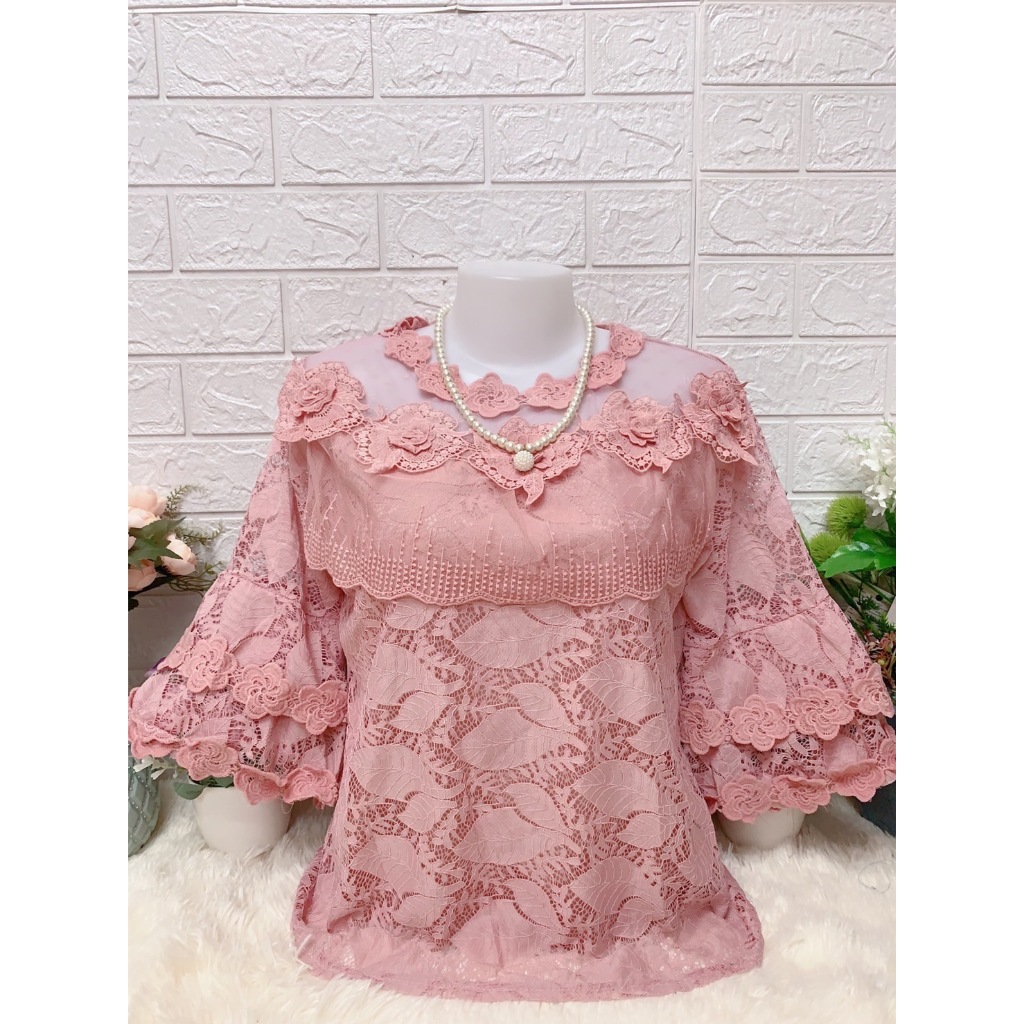 เสื้อลูกไม้ผ้านิ่มรอบอก36-42ฟรีไซส์ มี2ลายเสื้อลูกไม้ใส่งานบุญ เสื้อลูกไม้สีขาวคนแก่ เสื้อลูกไม้ผู้หญิง