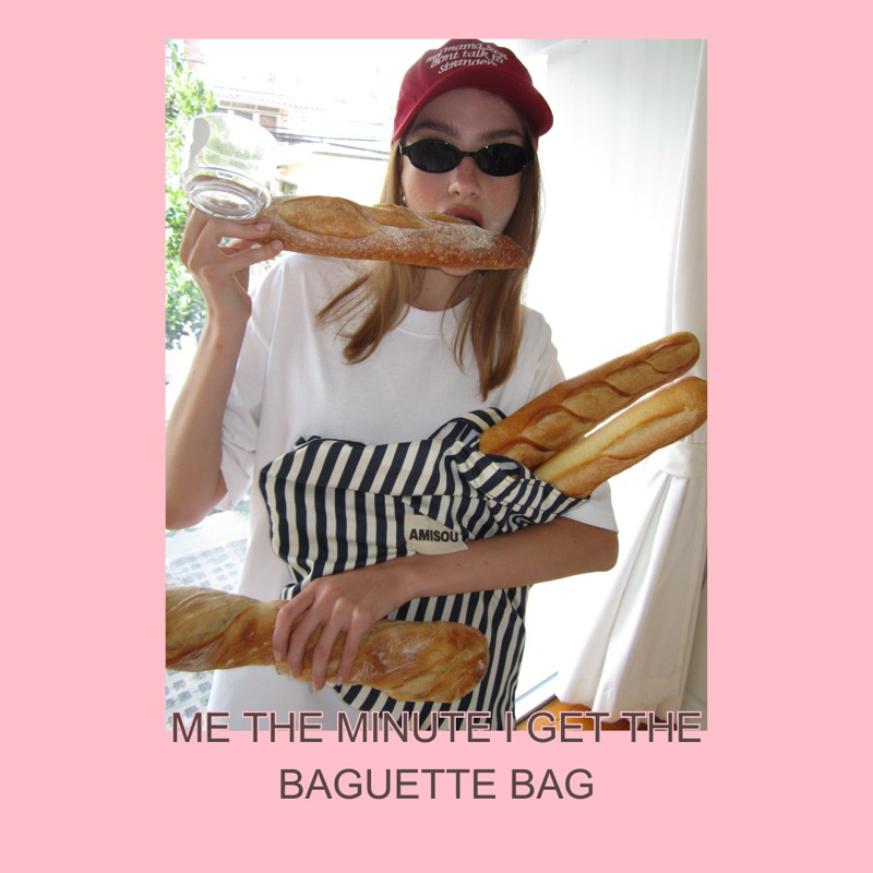 Amisou Bagel Stripe Logo tote Bag (ready to ship 15 Nov)