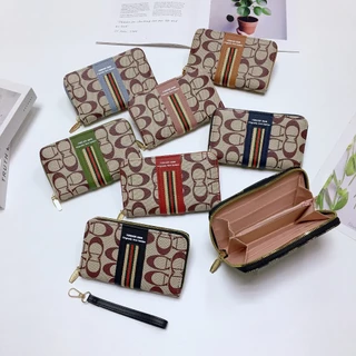 DD064#กระเป๋าสตางค์ราคาถูกกระเป๋าสตางค์ใบกลางมีช่วงใส่บัตรงทั้งหมด4ช่อง 📌วัดสุด:หนังPU รุ่นใหม่มีสายคล้องมือทุกใบค่ะ