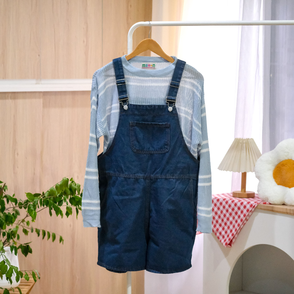 Short Jumpsuit - Mooonbeam.co - เอี๊ยมยีนส์ขาสั้น
