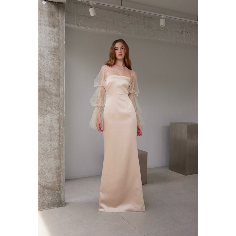 Emily maxi dress with smocking sleeves