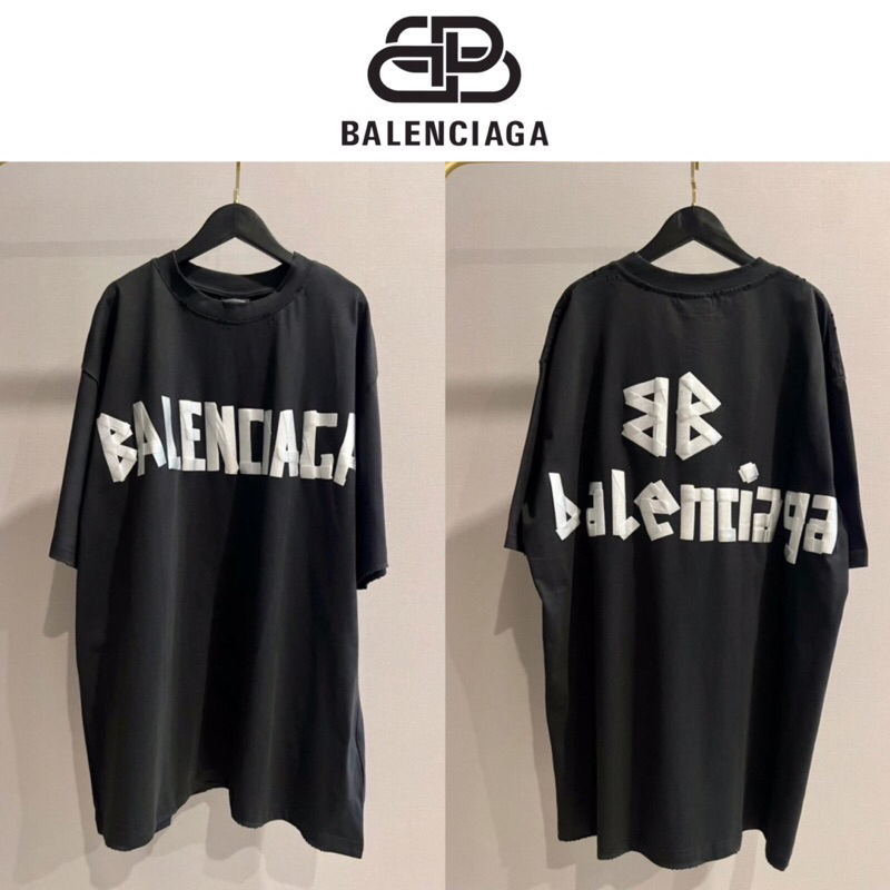 เสื้อยืดแขนสั้น Balenciaga Tape Tee (สีดำ)