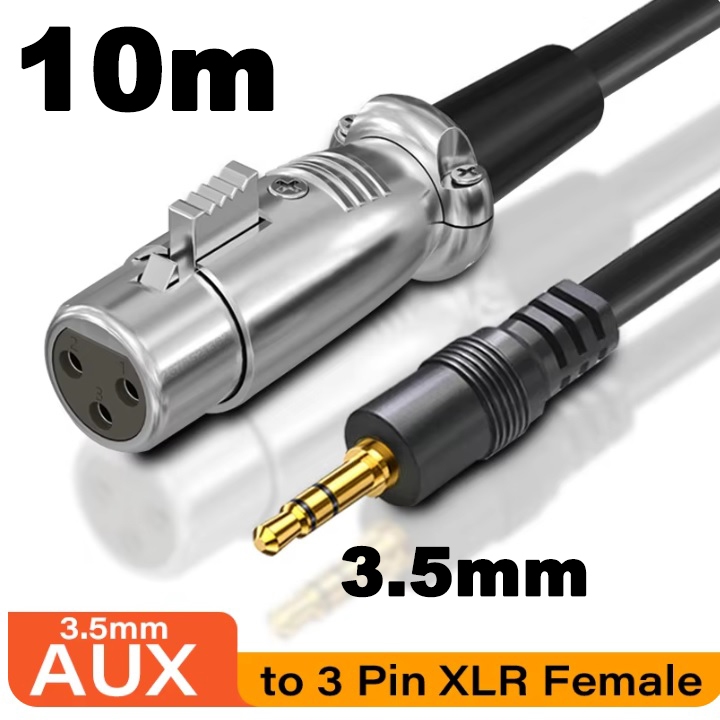 10m Audio Cable Canon XLR Female To 3.5mm Microphone Aux Audio HiFi For Mixer Amplifier Bass (XLR Fe