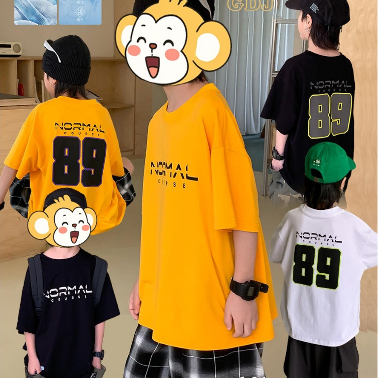 [ส่งไวจากไทย] -แค่เสื้อ- เสื้อแขนสั้นเด็กชาย เสื้อคอกลมเด็กชาย สไตล์เกาหลี สกรีนหน้า-หลัง เพิ่มความเท่ ใส่แล้วหล่อมากๆ