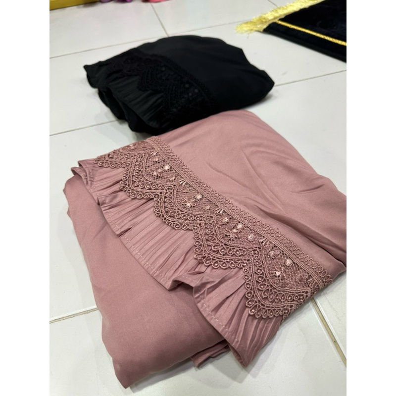 ผ้าละหมาดลูกไม้อัดพลีดแบรนด์แท้Sitikhadijah