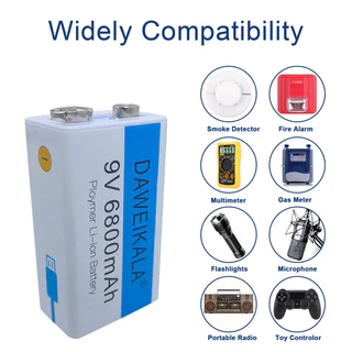 ถ่านชาร์จ 9V 6800mAh เต็ม Li-ion Battery แบตเตอรี่ที่มีคุณภาพสูง ชาร์จได้1500ครั้ง 1ก้อน/PCS แถมสายชาร์จให้ แบตเตอรี่