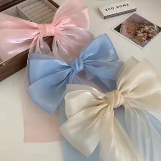COD❤️กิ๊บติดผมโบว์ริบบิ้นผ้าตาข่ายสีชมพูน่ารักสไตล์เกาหลีแฟชั่นหวานหางม้านักเรียนเครื่องประดับผมสำหรับผู้หญิง-a.one