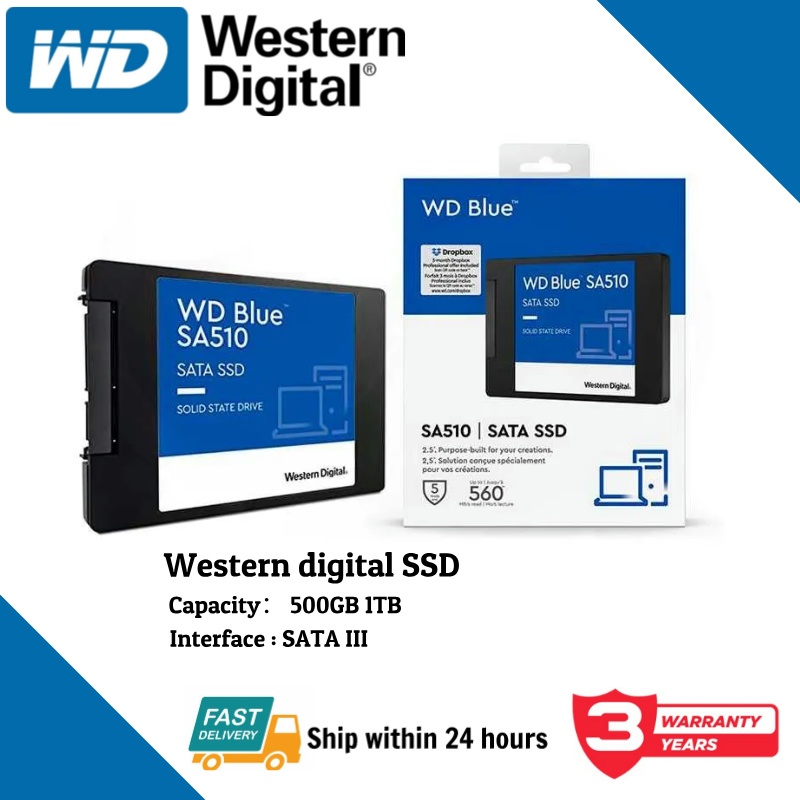1TB SSD (เอสเอสดี) WD BLUE SA510 - 2.5" SATA 3 ประกัน 3 ปี
