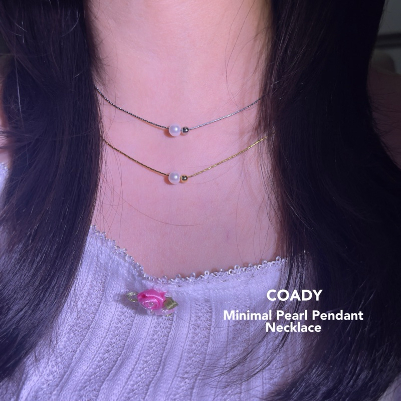 Coady - Minimal Pearl Pendant Necklace สร้อยคอมินิมอลจี้มุก Stainless Steel
