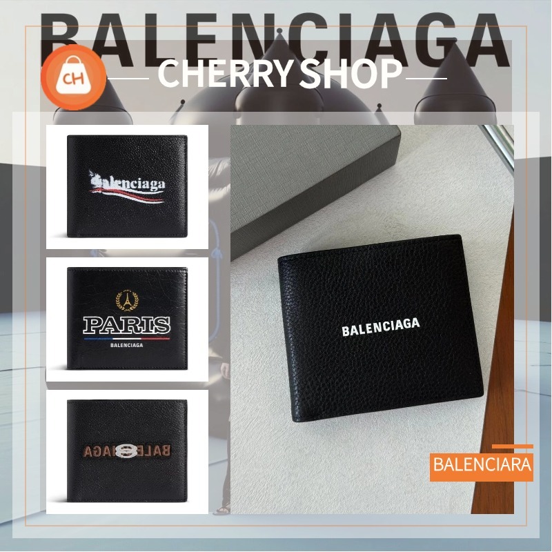 บาเลนเซียก้า 🍒Balenciaga Cash Square Men's Wallet Card Holder กระเป๋าสตางค์พิมพ์ลายตัวอักษร