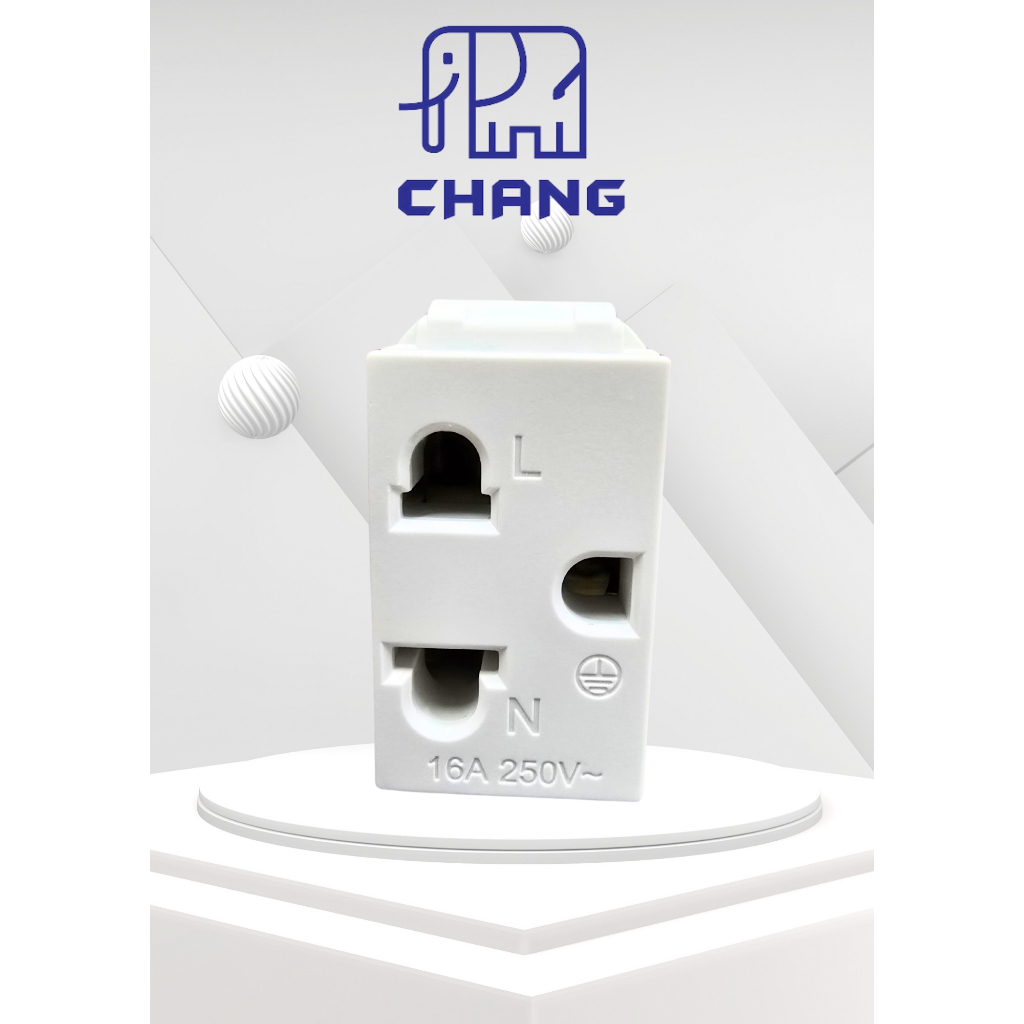 (ยกกล่อง) เต้ารับมีกราวด์ 3 ขา มีกราวด์ แบบเสียบ ยี่ห้อ ช้าง รหัส PCH-900N