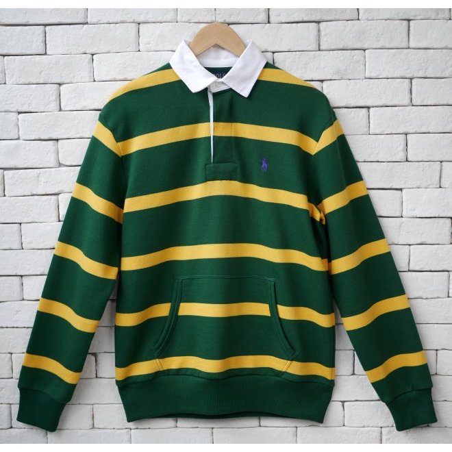POLO RALPH LAUREN THE RL FLEECE STRIPED RUGBY SWEATSHIRT