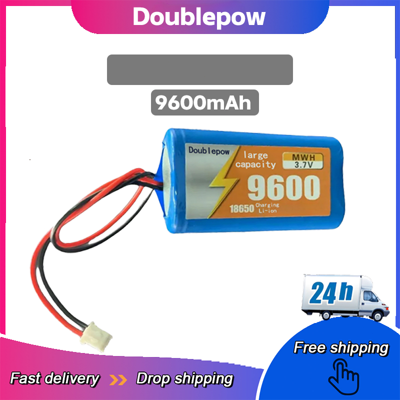แบตเตอรี่ 18650 2ก้อน 3.7v 9600mah พร้อมแผ่นป้องกัน สายไฟหัวโมเลค2พิน ถ่านชาร์จ โซล่าเซลล์ แบตเตอรี่แพ็ค lithium battery