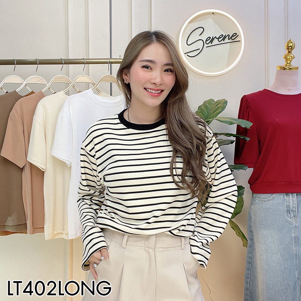 Serene's Choice เสื้อคอกลมแขนยาว ลายทาง หน้าผ้า 40 นิ้ว Long Sleeve 40" Striped Shirt