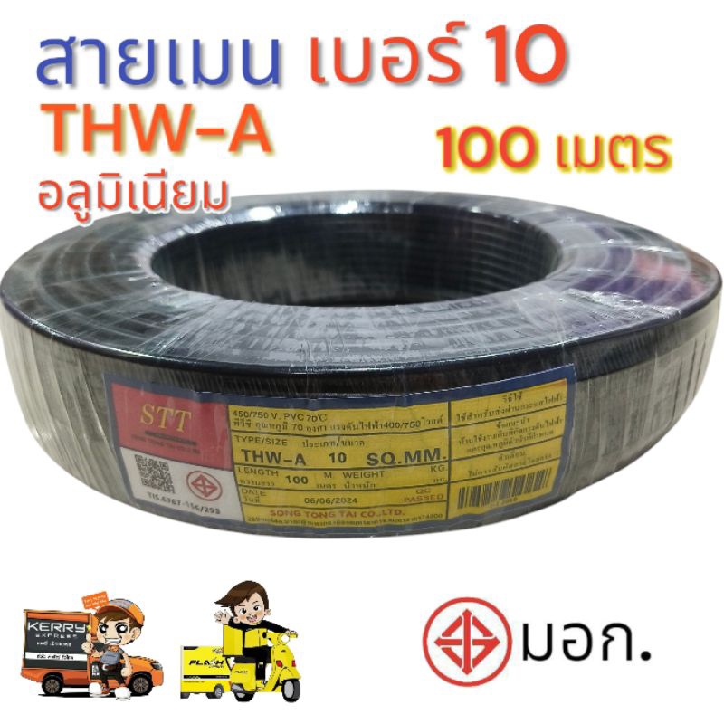 สายเมน THW-A เบอร์ 10 ความยาว 100 เมตร มาตรฐาน มอก.