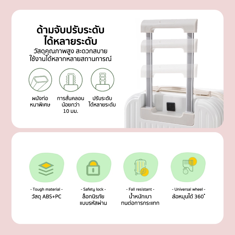 COCOGU Luggage กระเป๋าเดินทาง ฟังก์ชั่นพอร์ตชาร์จUSB 18นิ้ว รุ่น 1008