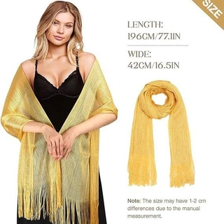 ผ้าคลุมไหล่สีทองและสีเงินของผู้หญิงชุดราตรีผ้าไหมผ้าพันคอแต่งงาน