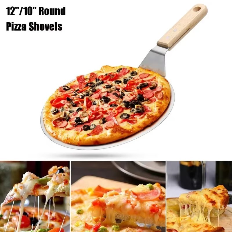 ไม้พายพิซซ่า 12 นิ้ว ไม้พายเค้ก ที่ตักพิซซ่า สแตนเลส  อุปกรณ์ทำขนมมอบ Pizza Shovel Pastry Tools Stai