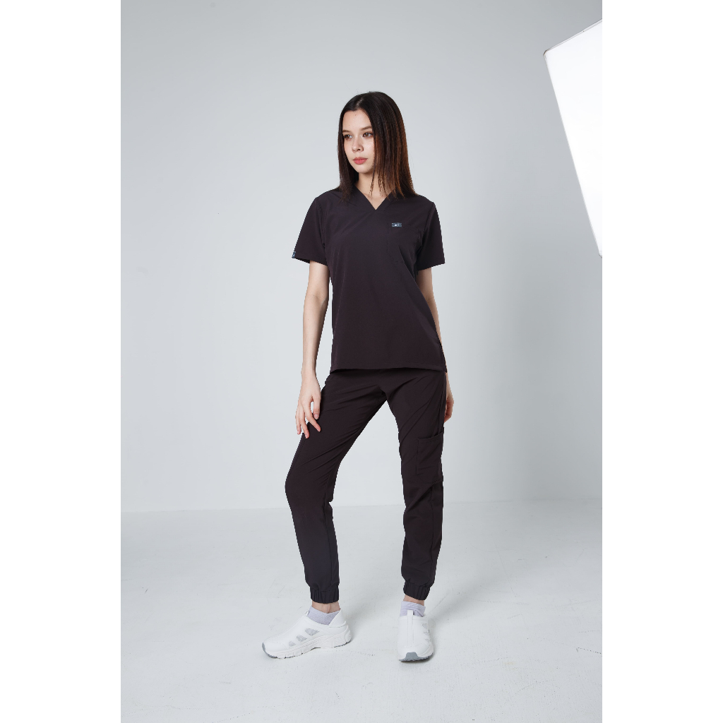 Arfi Srcub Jogger สี Black เเบบขาจั๊ม (เฉพาะเสื้อ,เฉพาะกางเกง) ชุดสครับทางการเเพทย์ ป้องกันเเบคทีเรีย99.99%