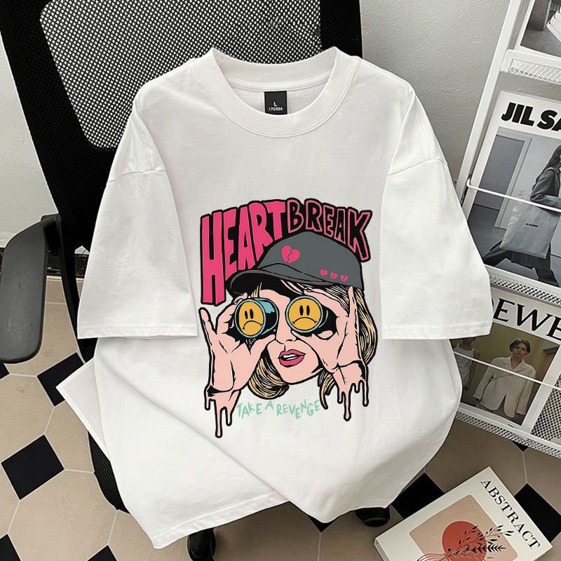 เสื้อยืดแขนสั้นผู้หญิงแฟชั่นฤดูร้อน มาใหม่ oversize 100%Cotton เสื้อโอเวอร์ไซซ์เกาหลีที่กําลังฮิต สกรีนลายเท่ ฮิปฮอป 3XL