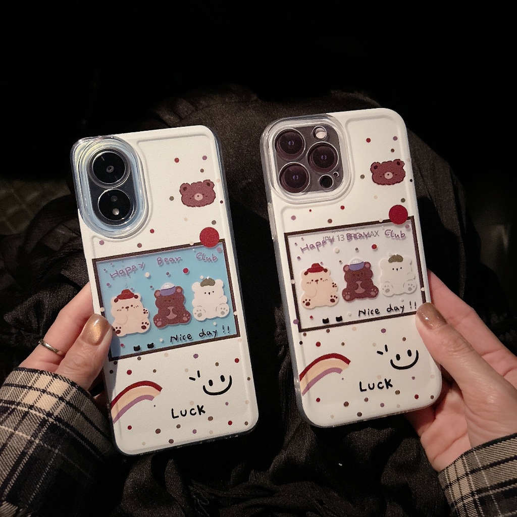 Case For iPhone 11 เคส ลาย การ์ตูนน่ารัก ลานหมี สำหรับ รุ่น OPPO A60 A79 A52020 RENO11F Vivo Y03 Y17