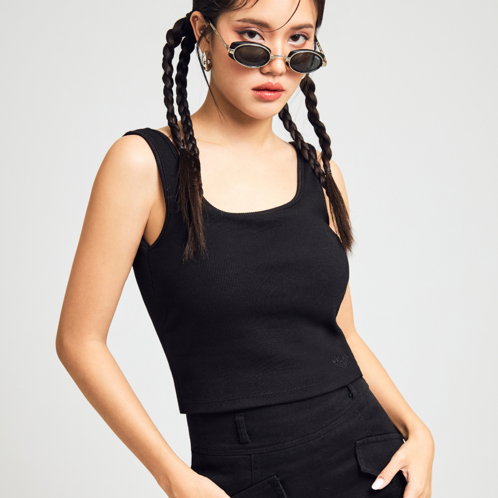 [CEREAL KILLER] เสื้อกล้ามมีบราในตัว รุ่น 'Cloud bra Tank top in Black' สี 'Black' (CK015)