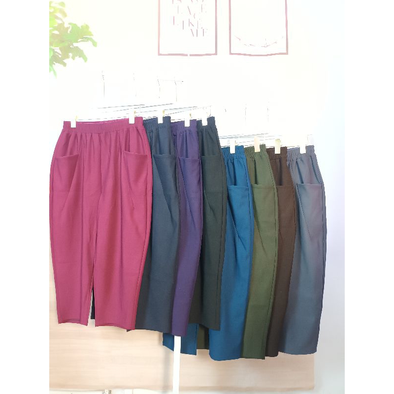 8112-กางเกงขา8ส่วนผ้ายืดเกาหลีเนื้อผ้าหนา