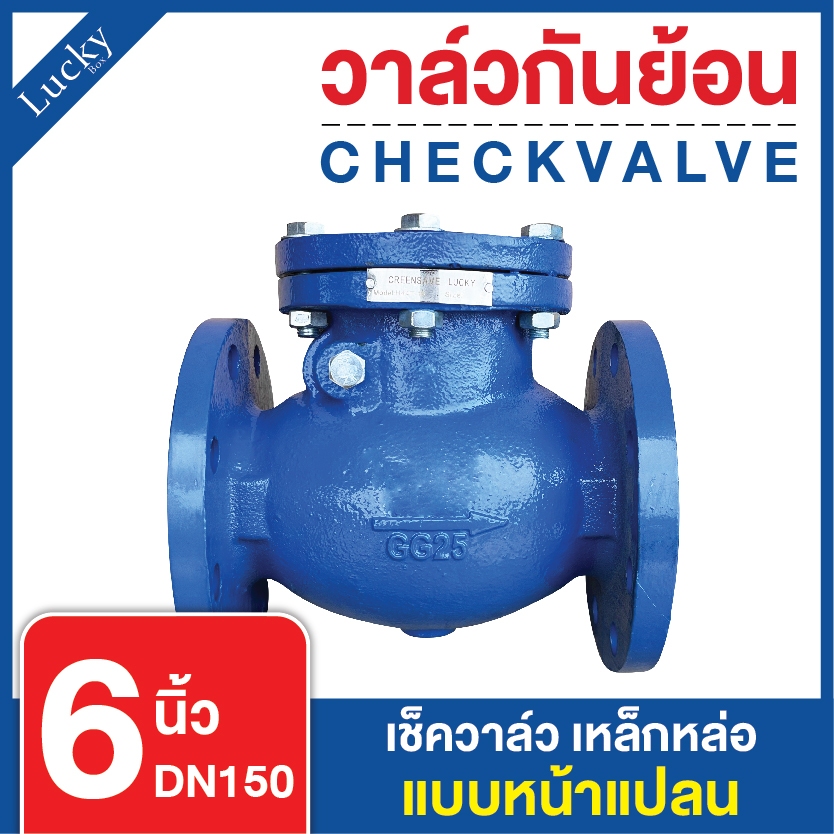 เช็ควาล์ว (Check Valve) เช็ควาล์วเหล็กหล่อ แบบหน้าแปลน ขนาด 6 นิ้ว